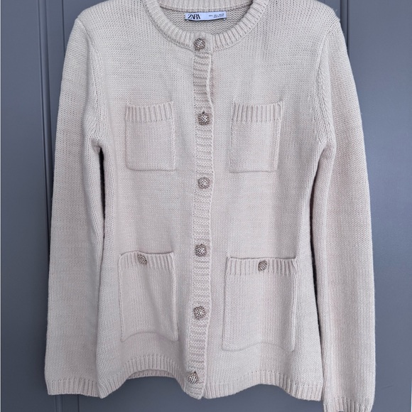 Zara nude cardigan size large worn once - Picture 2 of 4